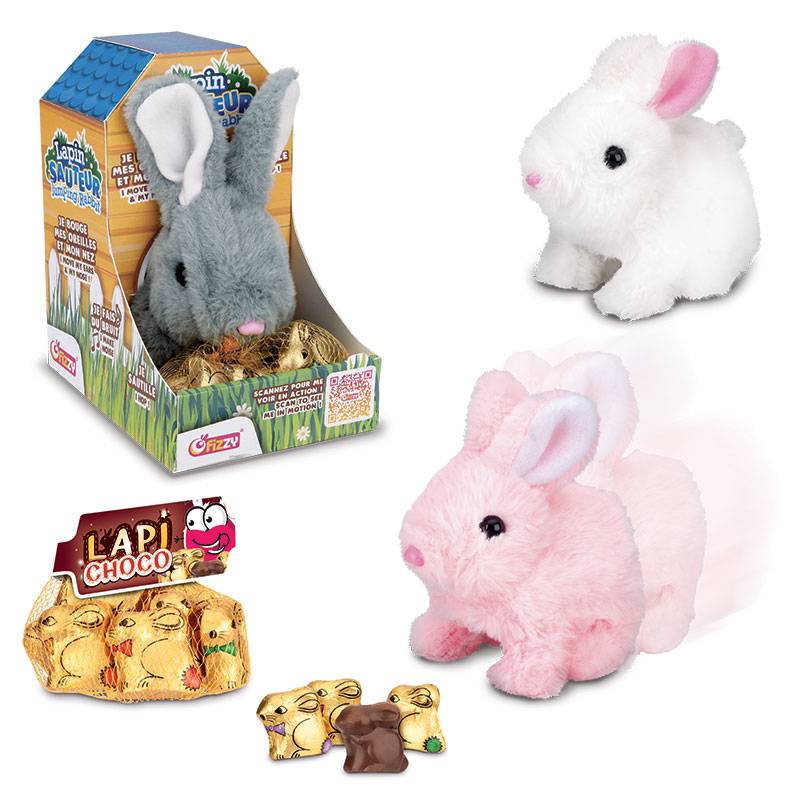 Peluche lapin sauteur avec chocolats